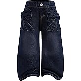 WDIRARA Toddler Girl's Bow Wide Leg Jeans Elastic High Waisted Denim Pants