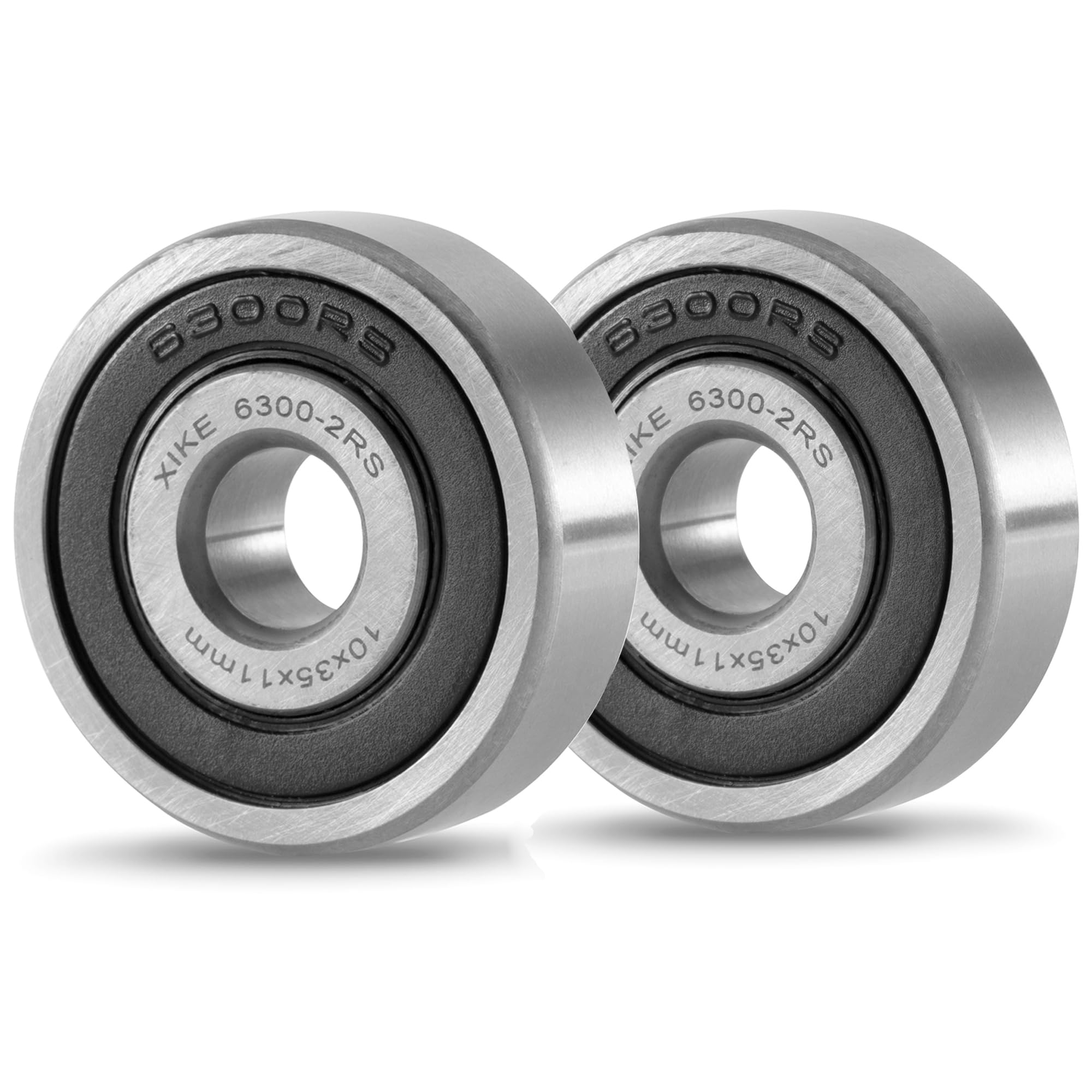 XIKE 2 pcs 6300-2RS Ball Bearings 10x35x11mm, Pre-Lubricated & Bearing Steel & Double Rubber Seals,6300RS Deep Groove Ball Bearing with Shields