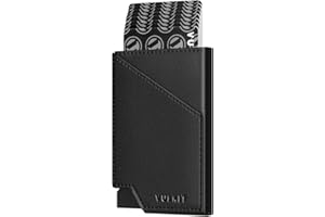 VULKIT Pop up Card Wallet RFID Blocking Slim Aluminum Metal Bank Card Holder Case with Business Money Pocket for Credit Cards Notes and Coins (Black)