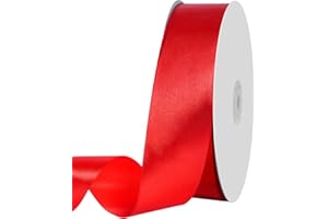 IEFOAH 1 1/2 inch Red Stain Ribbon, 100 Yards - Solid Fabric Ribbon for Gift Wrapping, Floral Bouquets, Wedding, Home Party Decoration