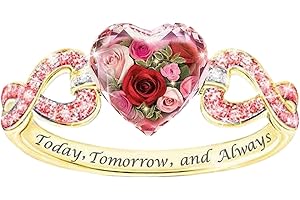 Washranp Rings for Women, Rings for Teen Girls Ring Rhinestone Inlaid Non-Fading Metal Engagement Women Ring Mens Rings for New Year Gift Valentine's Day Gift - US 8