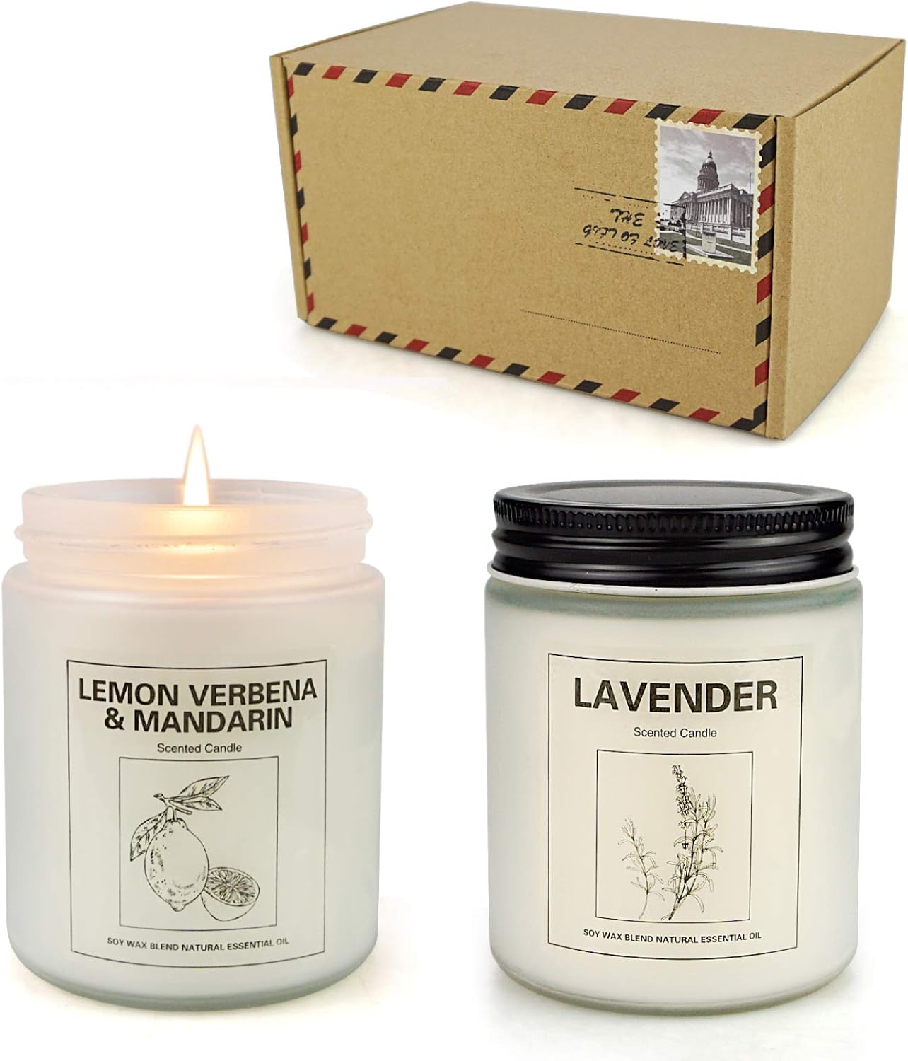 CREASHINE Lavender Candles for Home Scented, Aromatherapy Candle 2 pcs, Natural Soy Wax Set, Women Gift with Strongly Fragrance Essential Oils Jar Candles: Home & Kitchen
