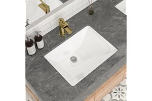 Mocoloo Undermount Bathroom Sink 20 x 15 Rectangle Porcelain White Ceramic Bathroom Sink 7 1/2 Inch Deep with Overflow Drain Lavatory Vanity Sink Under Mounted the Counter