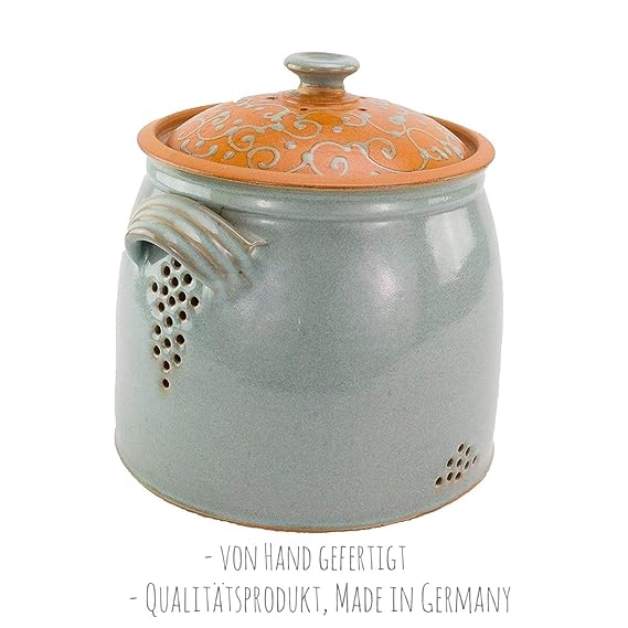 Hand Made Round Bread Bin/Storage Lid Grey Terracotta Vase Made Of