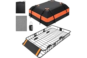 46" x 36" Heavy-Duty Roof Rack Cargo Basket + 15 Cu. Ft Waterproof Bag – 200LB Capacity SUV/Truck Carrier