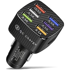 Amiss Car Charger Adapter, 6 USB Multi Port, Fast Charger, Include QC 3.0 and 5 Other Ports, Car Interior Accessories, Fit fo