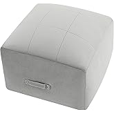 MeMoreCool Square Stuffed Pouf Ottoman Foot Rest, Floor Pouf Foot Stool with Foam Chunk Filling, Soft Stuffed Ottoman Footres