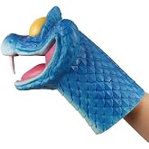 Blue Snake Hand Puppet Funny Animal Latex Puppets Role Play Props Gifts for Halloween Christmas