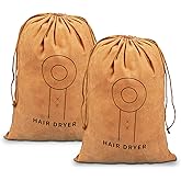 2-Pack Hair Dryer Bags, Hair Tool Organizer with Drawstring, Travel Bathroom Hair Dryer Bag - Travel, Gym, Hotel, Home Use (Brown)