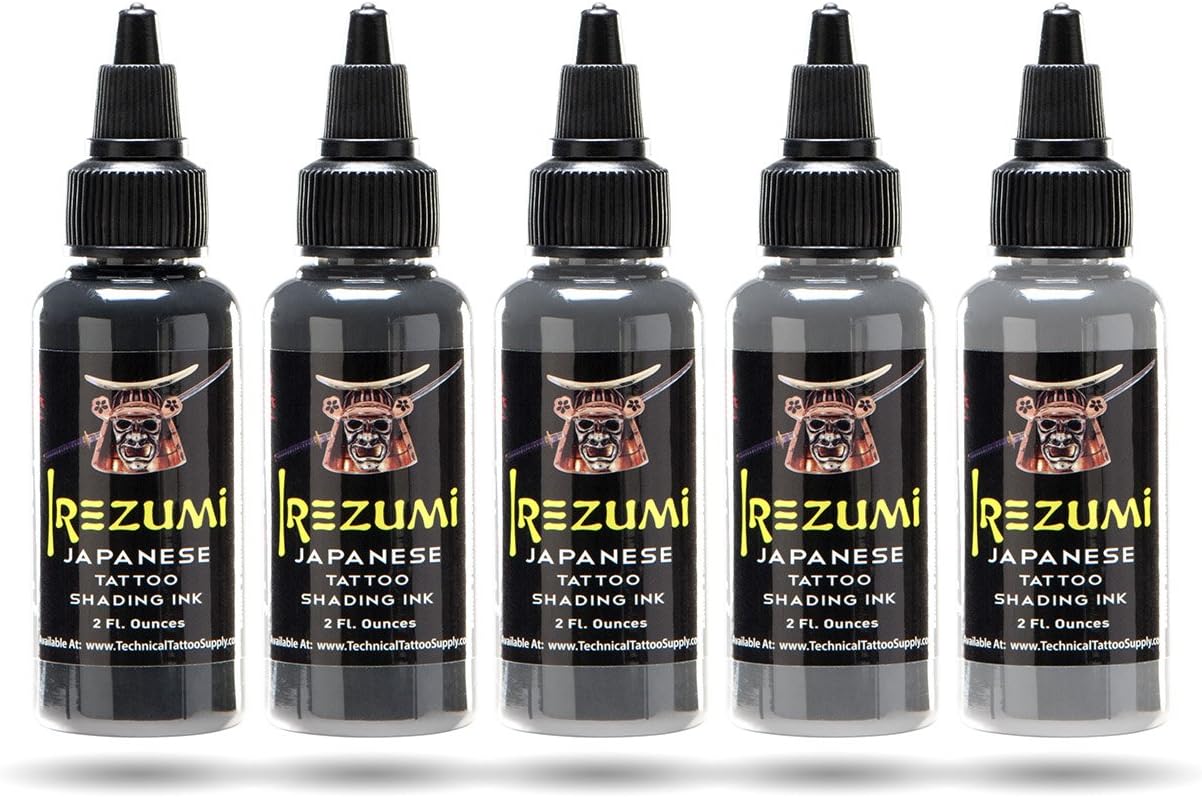 IREZUMI Japanese Tattoo Shading Ink Set 2 Oz. - 5 Bottles/Shades