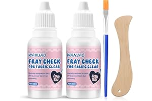WANJAO Fray Check for Fabric Clear, Stop Fraying Fabric Sealer Prevent Fraying and Unraveling Edge Sealing Dried Clear Soft Flexible with Brush and Scraper for Stitchery, Sewing, Embroidery 30ml*2
