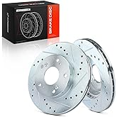 A-Premium 10.30 inch (261.5mm) Front Drilled and Slotted Disc Brake Rotors | for Select Honda and Acura Models - Civic 2004-2011, CR-Z 2011-2015, RSX 2002-2006, 2-Pack