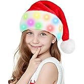Neten Plush Santa Hat With LED Lights, Light Up Christmas Hat, Flashing Funny Christmas Hats Adult or Kid
