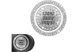 MLY 2 PCS Bling Rhinestone Start Button Cover, Push to Start Button Cover Crystal Sticker, Push Start Button Cover Decorative Accessories, Universal Bling Car Accessories for Women (White)