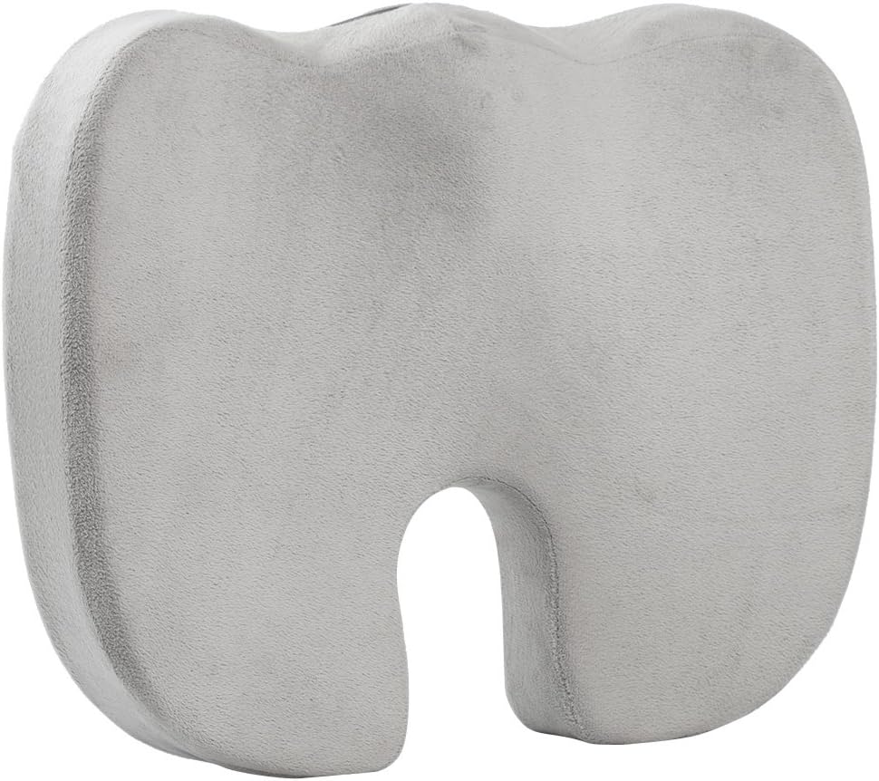 Cool-Shop Coccyx Orthopedic Comfy Pro Memory Foam Seat Cushion for Office Chairs, Cars, Wheelchairs，aircraft, multi-purpose Relieves Sciatica, Back Pain, Tailbones, Spine, Hips (Grey)