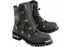 Milwaukee Leather MBM9075 Men's Black Leather 6-inch Plain Toe Dual Zipper Motorcycle Rider Boots