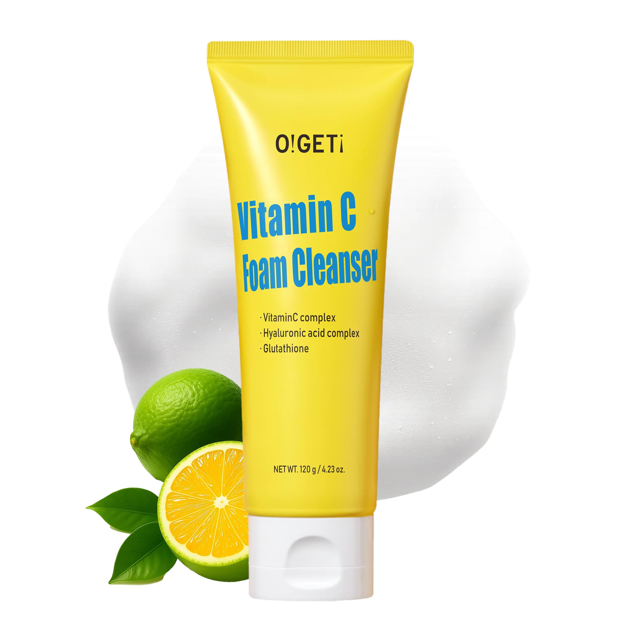 O!Get! Vitamin C Daily Foam Gentle Face Cleanser - Vitalizing Pore Cleanser Moisturises Revitalises for Brighter Clearer Skin - 120g