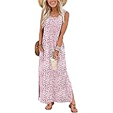 WIHOLL Maxi Dress Summer Dresses 2026 Beach Vacation Clothes Sleeveless Sundresses with Pockets Boho S-3XL