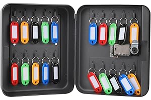 Lurrose Key Lock Box, 20 Position Key Organizer Wall Mount - Black Digital Security Storage Box for Office Hotel Company