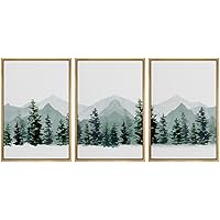 SIGNWIN 3 Piece Framed Canvas Wall Art Abstract Mountain Canvas Prints Home Artwork Decoration for Living Room,Bedroom - 16