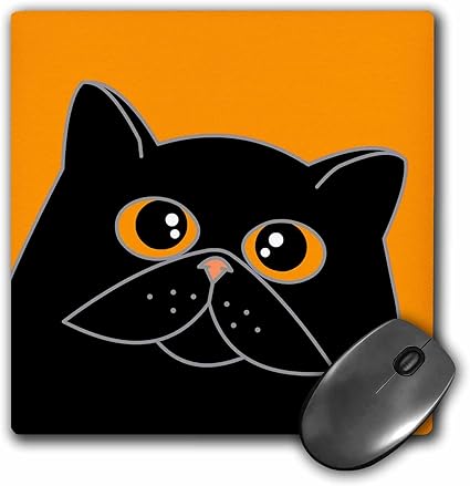 3drose Llc 3 X 3 X 0 6 Cm Mouse Pad Le Curieux Chat Noir Avec Yeux Orange Orange Mp 1 Amazon Fr Fournitures De Bureau