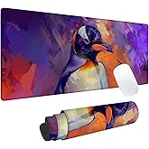 Vibrant Penguin Gaming Mouse Pad, Office Desk Mat, Anti-Slip Rubber Base Cool Aesthetic Mouse Pads for Computer Laptop Keyboard School Home Desktop Gamer Home Accessories Decor 31.5" x 11.8"