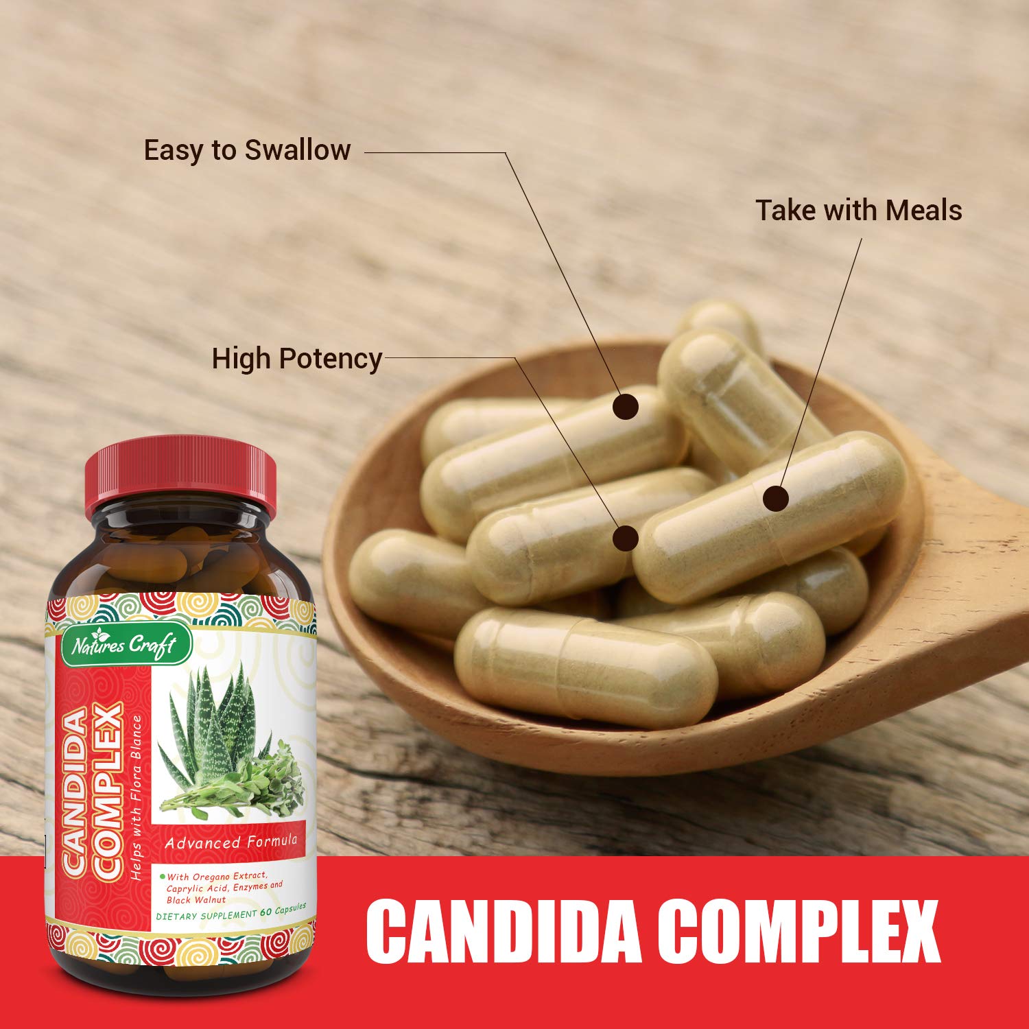 Natural Candida Cleanse Yeast Detox Supplement with Probiotic Oregano