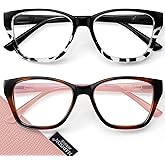 Madison Avenue 2 Pack Cateye Blue Light Blocking Reading Glasses for Women Spring Hinge, Vintage Computer Readers Eyeglasses