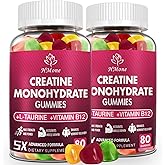 HMone Creatine Monohydrate Gummies - 5g for Men & Women, 160 Count and Creatine Chewable Supplements for Muscle Gain, Muscle Strength, Energy Boost, and Muscle Builder, Sugar Free, Vegan