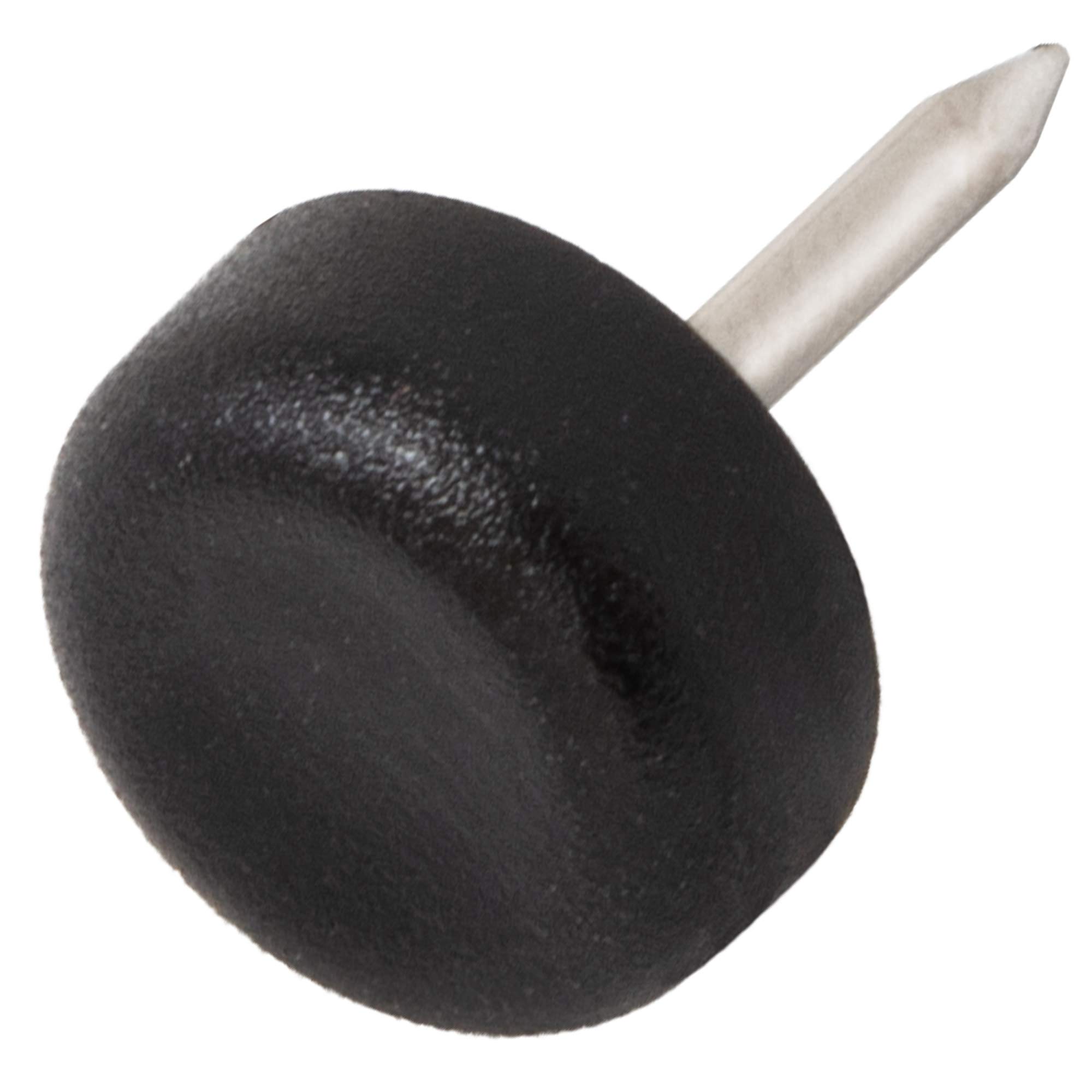 Adsamm® / 16 x Glides in plastic with nail | Ø 0,51'' (Ø 13 mm) | black | round | Premium quality furniture sliders with nail by Adsamm®