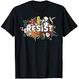 Resist Floral Anti Trump Political Protest T-Shirt