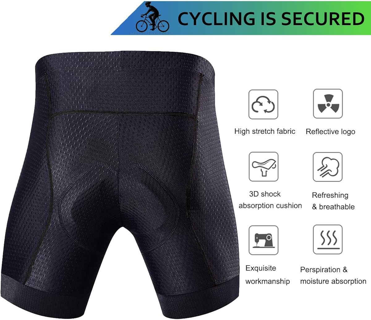 Men's Cycling Shorts 4D Padded Bike Shorts Pants Bike Bicycle MTB Liner Shorts with Anti-Slip Leg Grips: Clothing