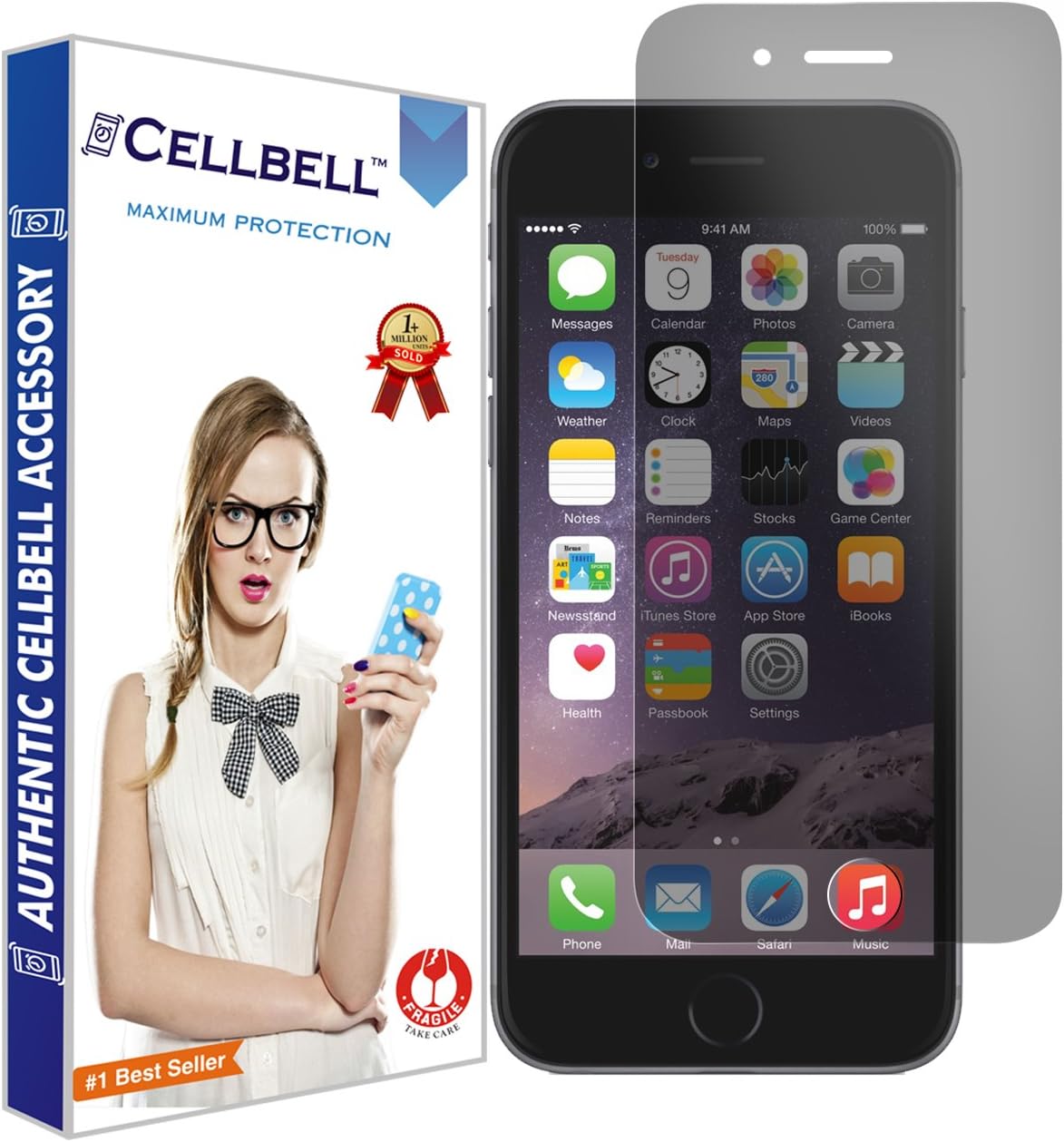 CELLBELL Privacy Tempered Glass Screen Protector for iPhone 6