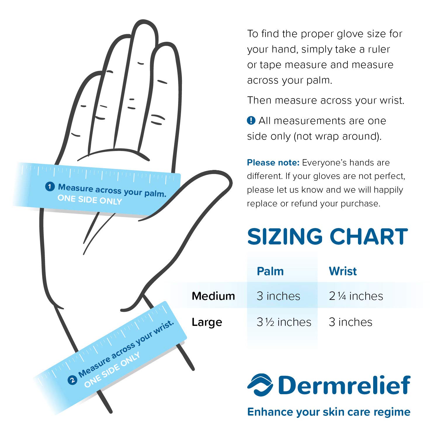 Dermrelief Cotton Gloves - for Beauty, Dry Hands, Eczema, Dermatitis and Psoriasis (Large, 3 Pairs) : Beauty