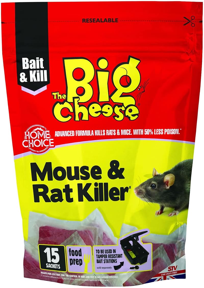 The Big Cheese 15-Pack Mouse & Rat Killer Pasta Sachets 10g Difenacoum