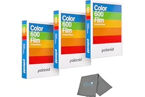 Polaroid 3 Pack Color Instant Film for 600 and i-Type Cameras, 24 Photos Bundle with a Cleaning Cloth