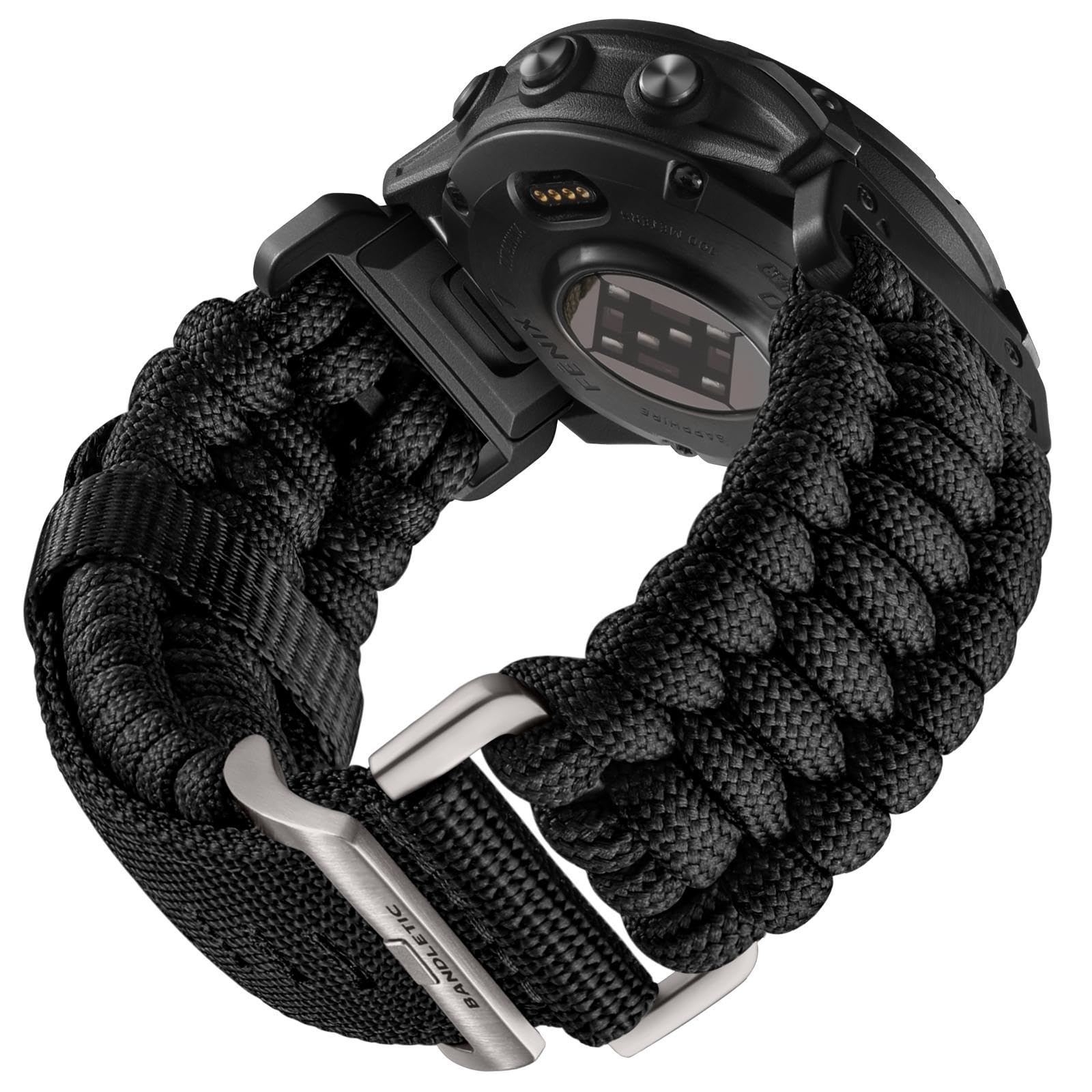 Bandletic Compatible with Garmin Fenix 6 Pro Strap - Fenix 7/Fenix 6/Fenix 5/Fenix E/8 Strap, QuickFit 22mm Nylon Braided Sport Band for Epix 2/Epix 2 Pro 47mm/Forerunner 945/965/955/Instinct 2, Black