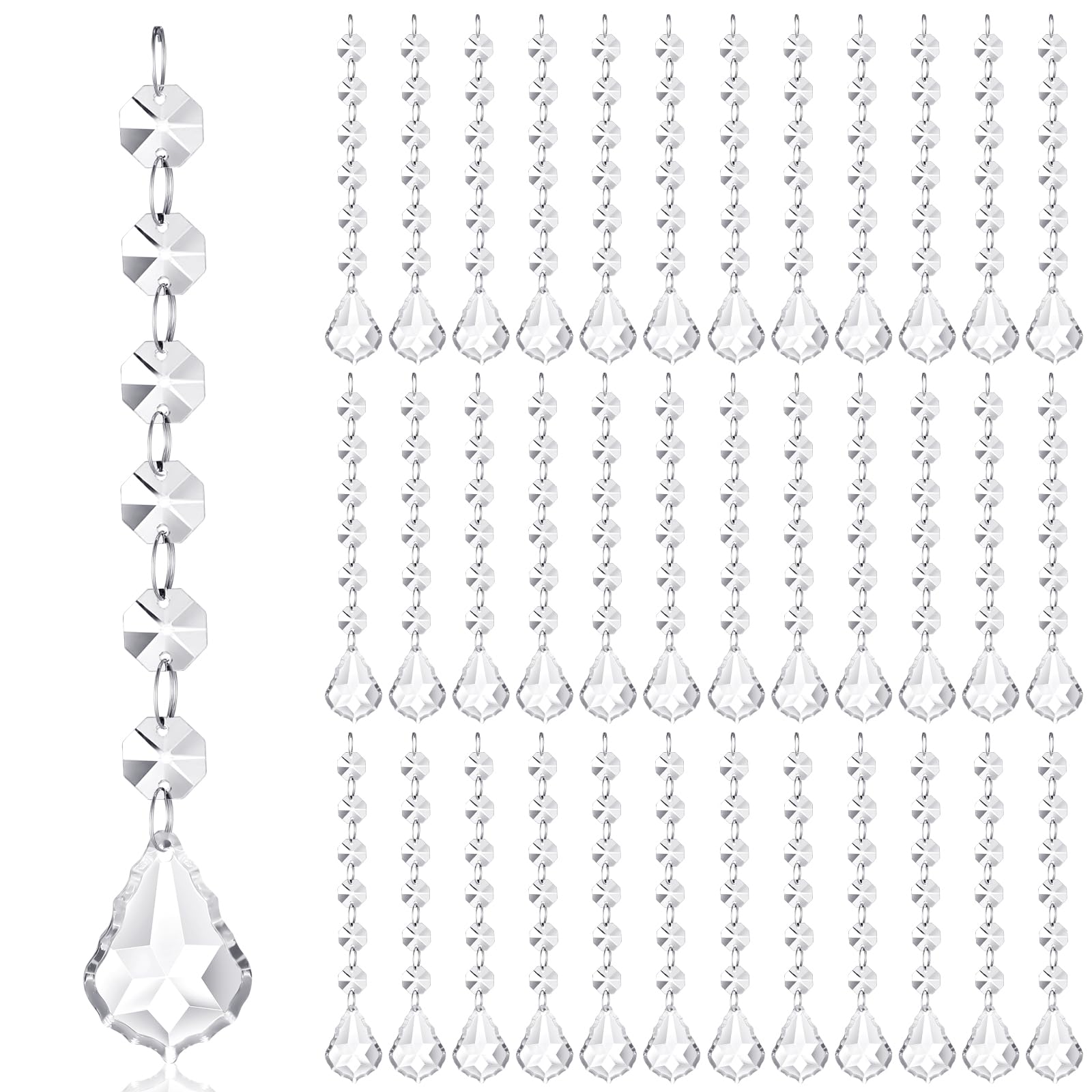 Nuenen 100 Pcs Acrylic Hanging Crystals for Centerpieces Chandelier Clear Crystal Garland Strands Ornament Acrylic Clear Beads Prisms Pendant for Christmas Tree Window Home Decoration(Maple Leaf)