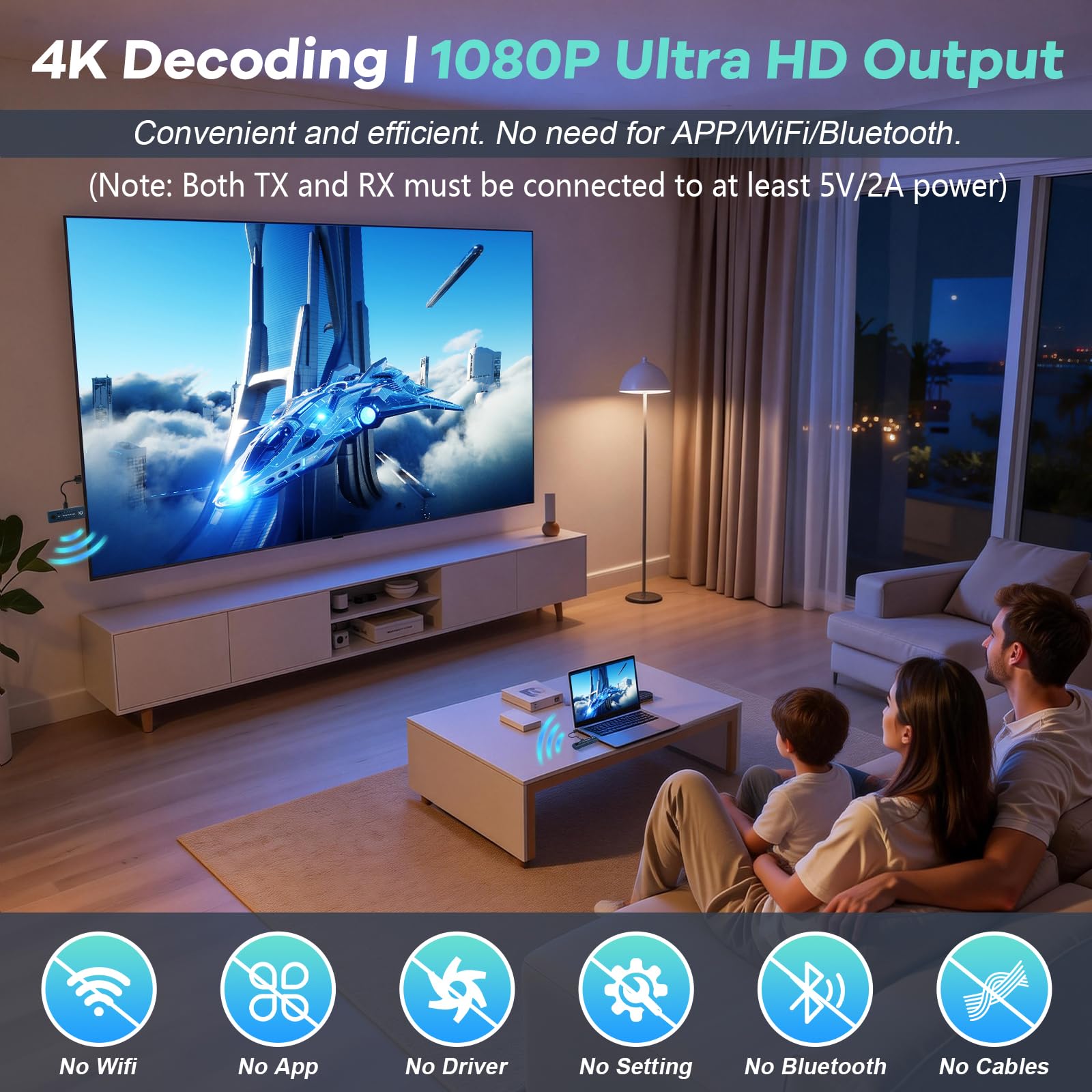 Condition photo showing As Is for wireless hdmi transmitter and receiver 1080p@60hz 100m