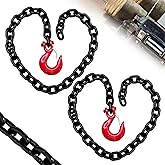 SENKEYFE 3/8" Trailer Safety Chains G80 Tow Chains with G70 Clevis Safety Hooks|7100 lbs Safety Working Load 27000 lbs Break Strength Heavy Duty 36" Transport Chains Tow Binding Chains (2 Pack Black)