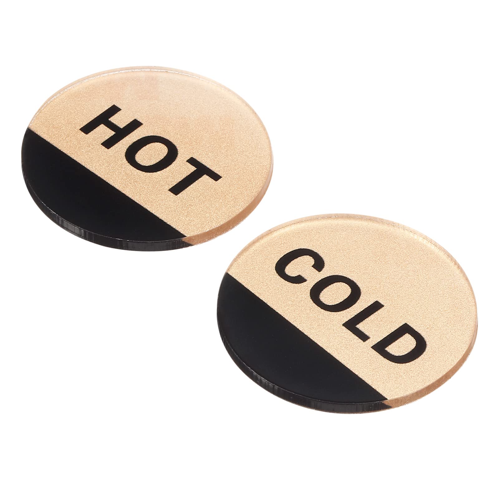 PATIKIL Self Stick Hot/Cold Water Label, 20 Pairs/40 Pack Acrylic Round Sticker Signs for Faucets Sinks, Golden/Black