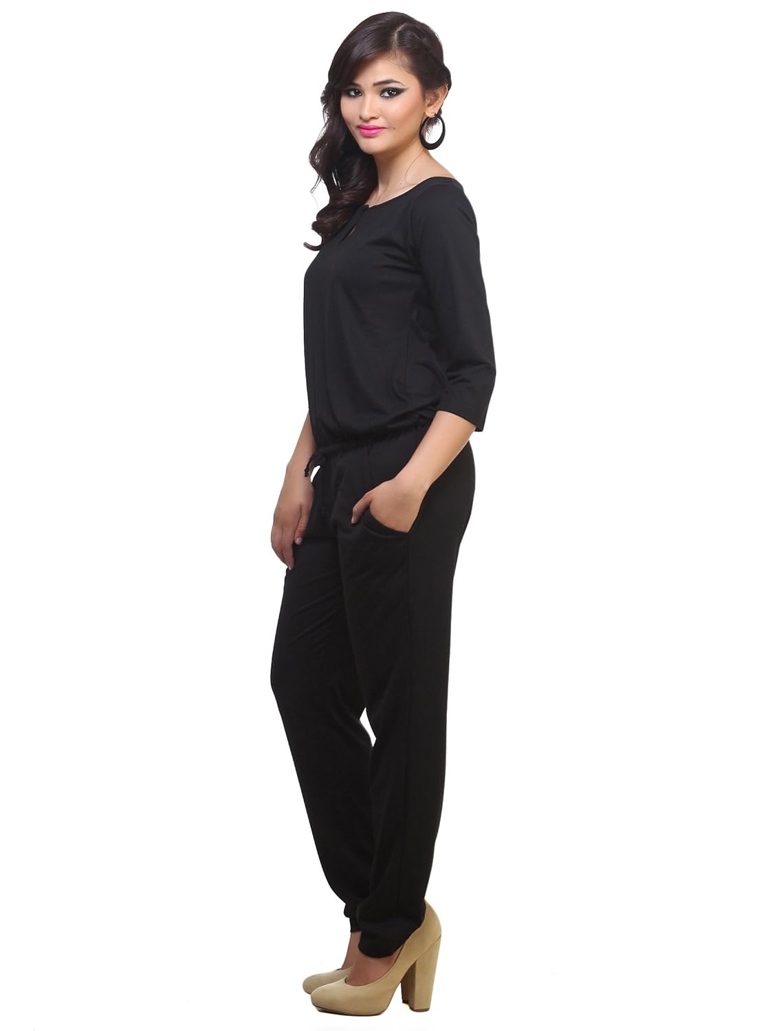 cottinfab keyhole two pockets women's jumpsuit