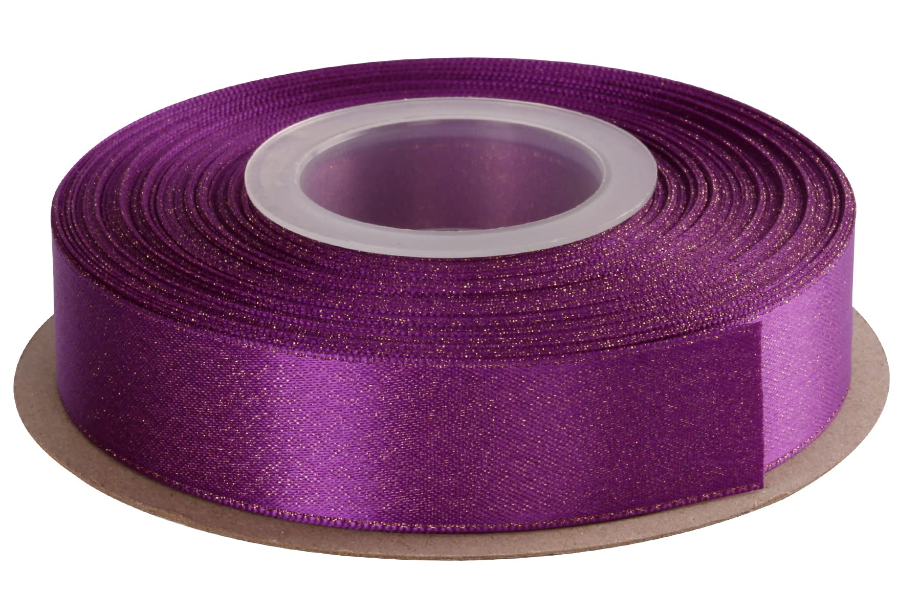 Joycrosso Purple Double Faced Glitter Ribbon, Luxury Gold Purl Ribbon, 22mm x 22 Meters, Great for Gift Wrapping Wedding Decoration Floral Arrangement