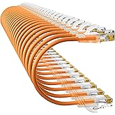 10Gsupxsel Cat6a Patch Cables 1ft (24 Pack) Slim, Cat6 Ethernet Patch Cable Pure Copper, Flexible Cat 6 Patch Cable 550MHZ 10G, Space-Saving Cat 6A Network Cables for Patch Panel, Orange