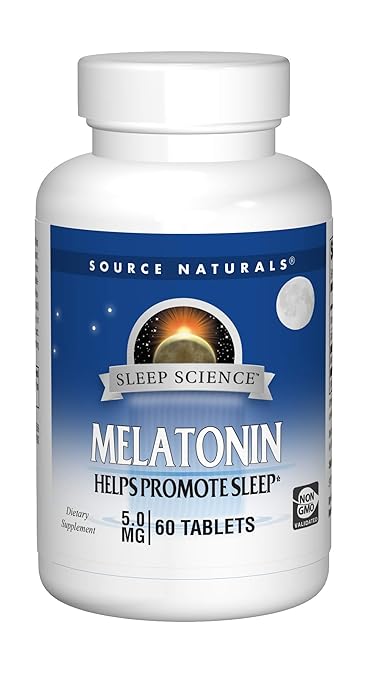 Source Naturals Sleep Science Melatonin 5mg Promotes Sleep and Relaxation - Supports Natural Sleep/Wake
