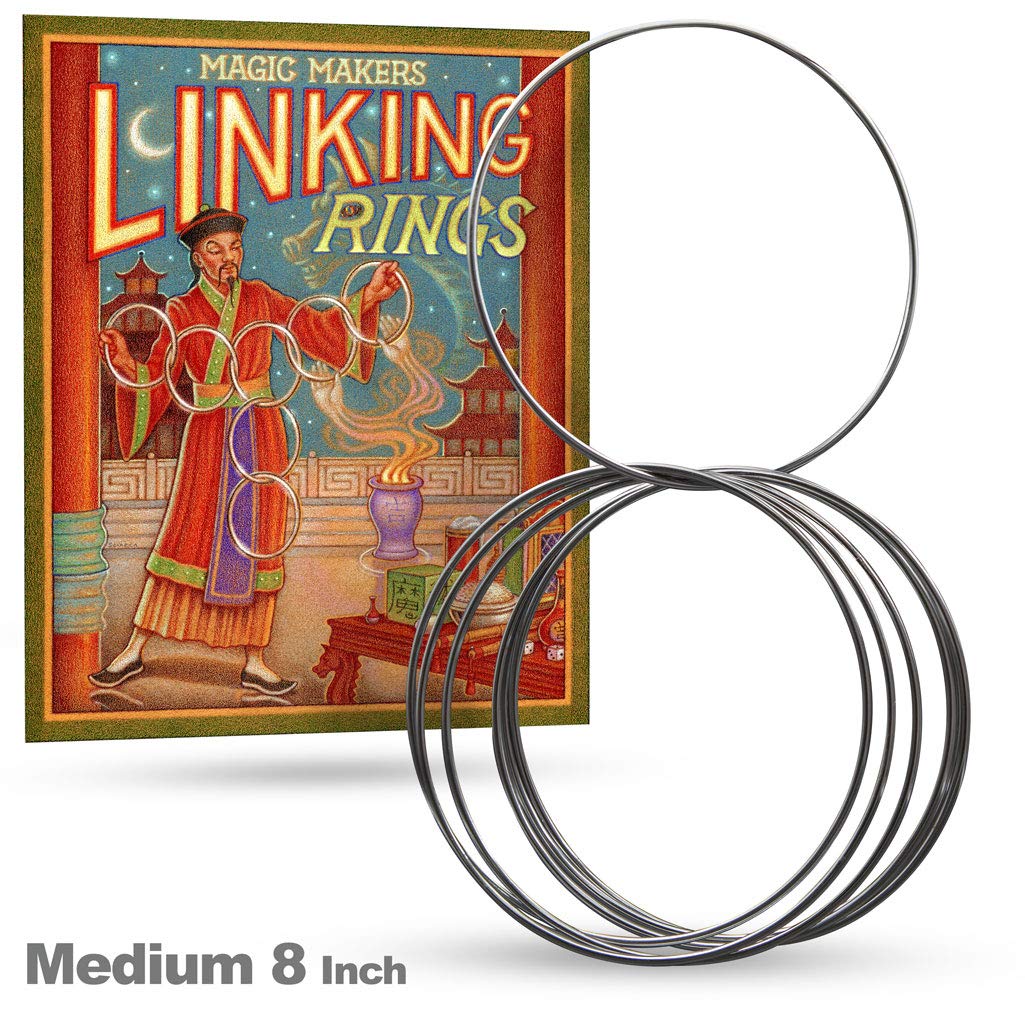 Magic Makers Linking Rings Medium 8 Inch Set of 8 Rings with DVD