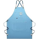 Dulabi Apron, Adjustable Chef Apron for Women and Men with Large Pockets, Cooking Kitchen Apron with Back Straps