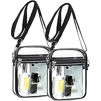 2 Pieces Clear Crossbody Purse Bag Stadium Approved Bag Transparent Shoulder Bag Clear Zipper Shoulder Bag with Inner…