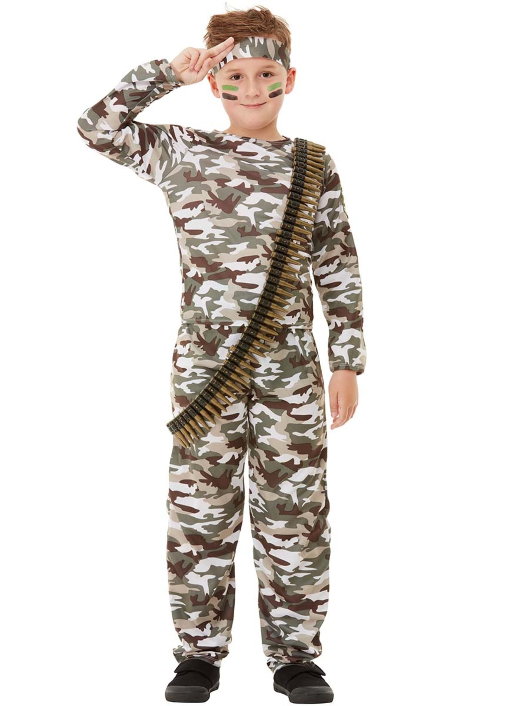 Funidelia | Military Costume for boys and girls Military, Soldier, Camouflage - Costumes for kids, accessory fancy dress & props for Halloween, carnival & parties - Size 5-6 years - Green