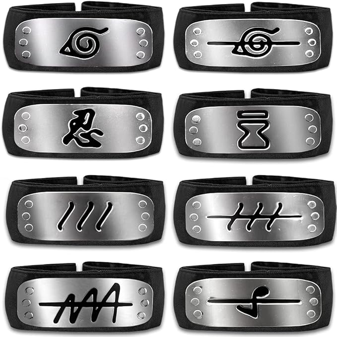 Naruto Headband Set, Naruto Leaf Village Headband for Ninja Themed Party, Fit for Kids/Adult (8
